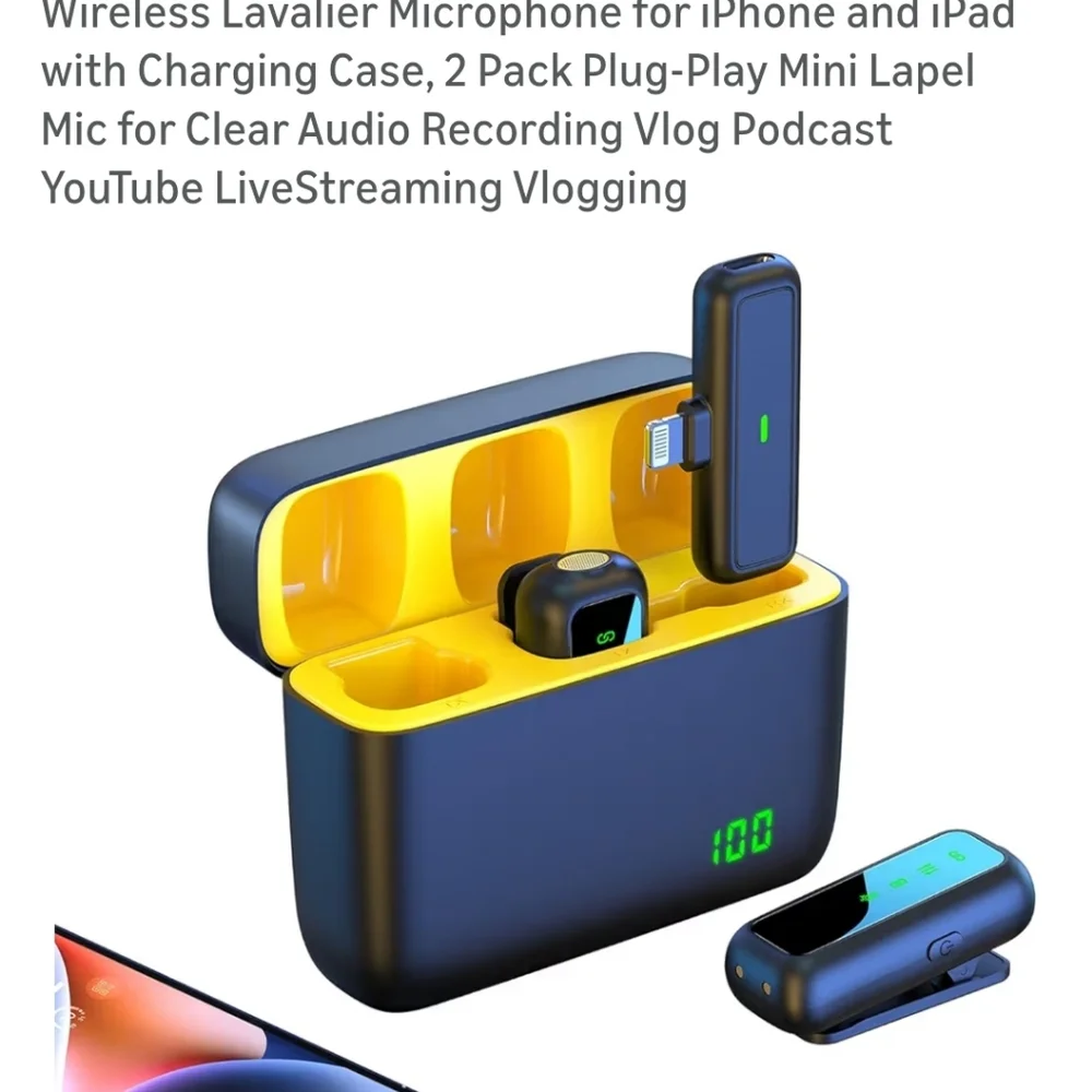 Wireless Microphone Set - Black and Yellow For iPhones